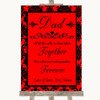 Red Damask Dad Walk Down The Aisle Customised Wedding Sign