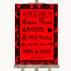 Red Damask Guestbook Advice & Wishes Lesbian Customised Wedding Sign