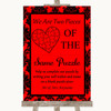 Red Damask Puzzle Piece Guest Book Customised Wedding Sign