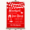 Red Watercolour Lights Alcohol Bar Love Story Customised Wedding Sign