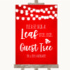 Red Watercolour Lights Guest Tree Leaf Customised Wedding Sign