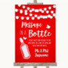 Red Watercolour Lights Message In A Bottle Customised Wedding Sign