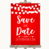 Red Watercolour Lights Save The Date Customised Wedding Sign