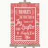 Red Winter Hankies And Tissues Customised Wedding Sign