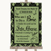 Sage Green Damask Cheese Board Song Customised Wedding Sign