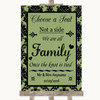 Sage Green Damask Choose A Seat We Are All Family Customised Wedding Sign