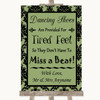 Sage Green Damask Dancing Shoes Flip-Flop Tired Feet Customised Wedding Sign