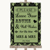 Sage Green Damask Guestbook Advice & Wishes Lesbian Customised Wedding Sign