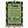 Sage Green Damask Today I Marry My Best Friend Customised Wedding Sign