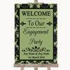 Sage Green Damask Welcome To Our Engagement Party Customised Wedding Sign