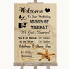 Sandy Beach Welcome Order Of The Day Customised Wedding Sign