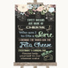 Shabby Chic Chalk Cheesecake Cheese Song Customised Wedding Sign