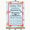 Shabby Chic Floral Who's Who Leading Roles Customised Wedding Sign
