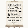 Shabby Chic Ivory Guestbook Advice & Wishes Lesbian Customised Wedding Sign