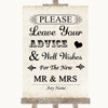 Shabby Chic Ivory Guestbook Advice & Wishes Mr & Mrs Customised Wedding Sign