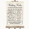 Shabby Chic Ivory Rules Of The Wedding Customised Wedding Sign