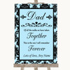 Sky Blue Damask Dad Walk Down The Aisle Customised Wedding Sign