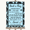 Sky Blue Damask Grab A Bag Candy Buffet Cart Sweets Customised Wedding Sign