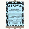 Sky Blue Damask I Spy Disposable Camera Customised Wedding Sign