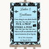 Sky Blue Damask Pick A Prop Photobooth Customised Wedding Sign