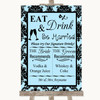 Sky Blue Damask Signature Favourite Drinks Customised Wedding Sign