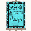 Tiffany Blue Damask Let Them Eat Cake Customised Wedding Sign