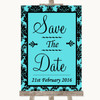 Tiffany Blue Damask Save The Date Customised Wedding Sign