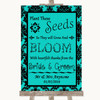 Turquoise Damask Plant Seeds Favours Customised Wedding Sign
