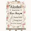 Vintage Roses Alcohol Bar Love Story Customised Wedding Sign