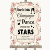 Vintage Roses Drink Champagne Dance Stars Customised Wedding Sign