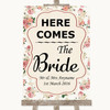 Vintage Roses Here Comes Bride Aisle Sign Customised Wedding Sign