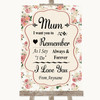 Vintage Roses I Love You Message For Mum Customised Wedding Sign