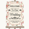 Vintage Roses Welcome To Our Wedding Customised Wedding Sign