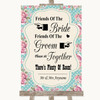 Vintage Shabby Chic Rose Friends Of The Bride Groom Seating Wedding Sign