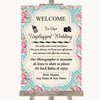 Vintage Shabby Chic Rose No Phone Camera Unplugged Customised Wedding Sign