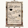 Vintage Let Love Sparkle Sparkler Send Off Customised Wedding Sign