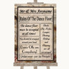 Vintage Rules Of The Dancefloor Customised Wedding Sign