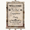 Vintage Welcome To Our Engagement Party Customised Wedding Sign