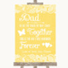 Yellow Burlap & Lace Dad Walk Down The Aisle Customised Wedding Sign