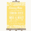 Yellow Burlap & Lace Dancing Shoes Flip-Flop Tired Feet Wedding Sign