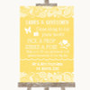 Yellow Burlap & Lace Pick A Prop Photobooth Customised Wedding Sign