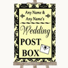 Yellow Damask Card Post Box Customised Wedding Sign