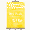 Yellow Watercolour Lights Blow Bubbles Customised Wedding Sign