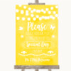 Yellow Watercolour Lights Don't Post Photos Online Social Media Wedding Sign