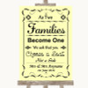 Yellow As Families Become One Seating Plan Customised Wedding Sign