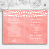 Coral Pink Lights Watercolour Personalised Wedding Double Cover Order Of Service