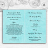 Aqua Sky Blue Black Damask & Diamond Wedding Double Sided Cover Order Of Service