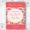 Coral Pink Floral Shabby Chic Chintz Wedding Double Sided Cover Order Of Service