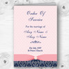 Dusky Coral Pink Vintage Diamond Bow Wedding Double Sided Cover Order Of Service