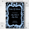 Black & Blue Swirl Deco Personalised Wedding Double Sided Cover Order Of Service